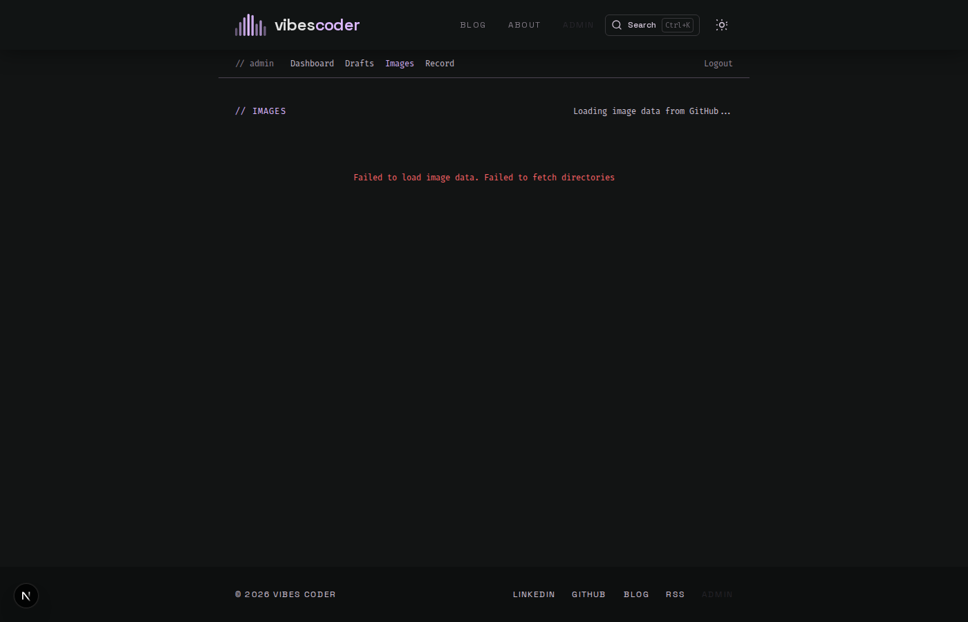 Run 2 admin/images page