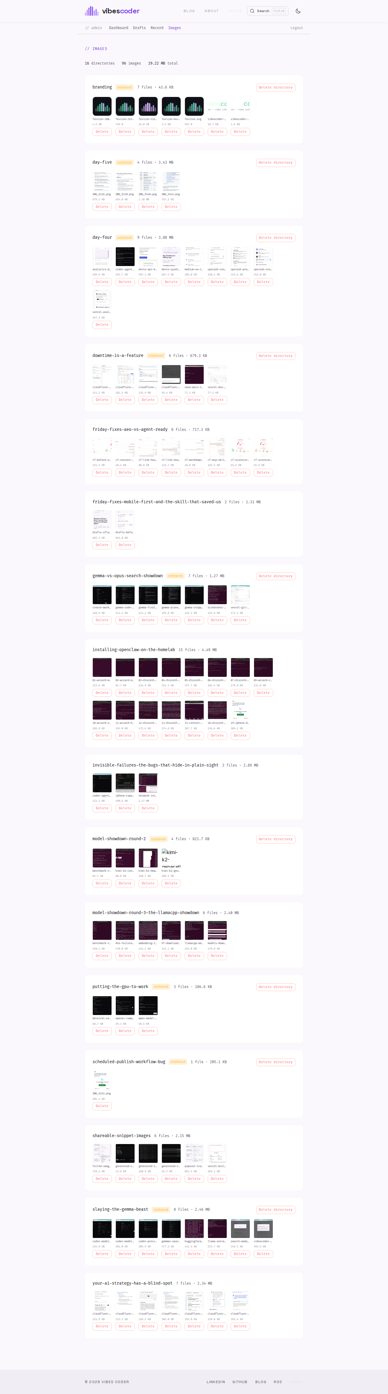 Run 3 admin/images page
